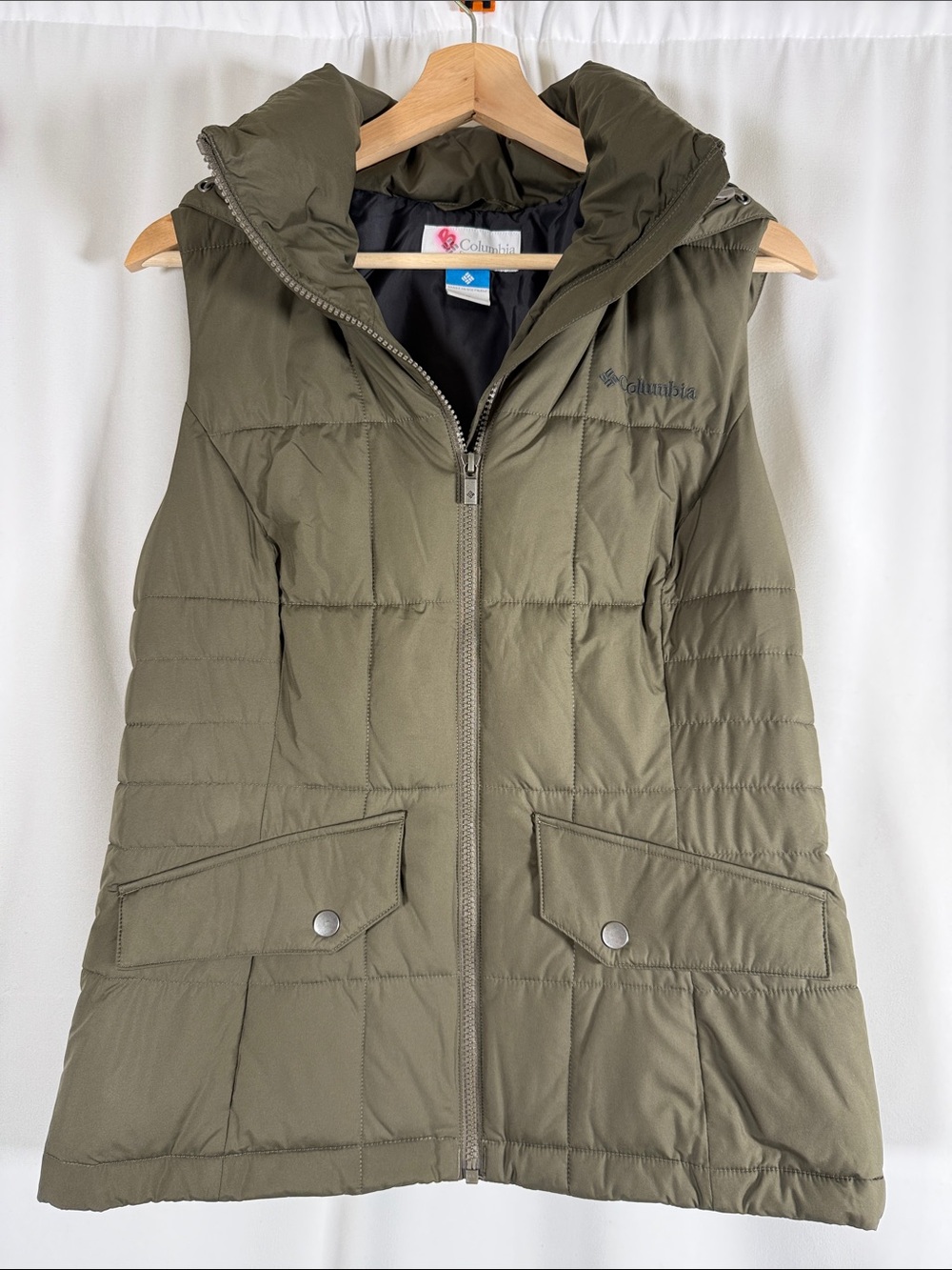 Columbia Women's Olive Green Quilted Hooded Vest